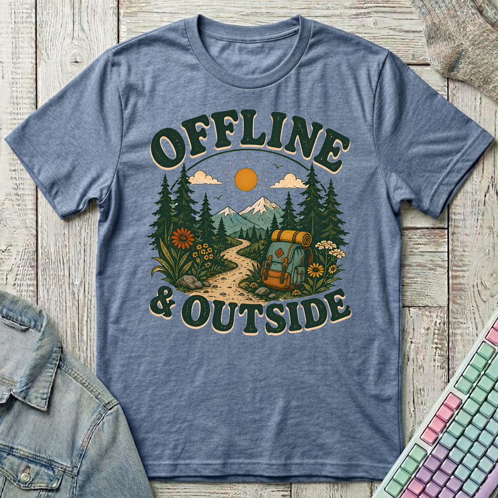 Offline & Outside T-Shirt - Offline & Outside_heather_indigo