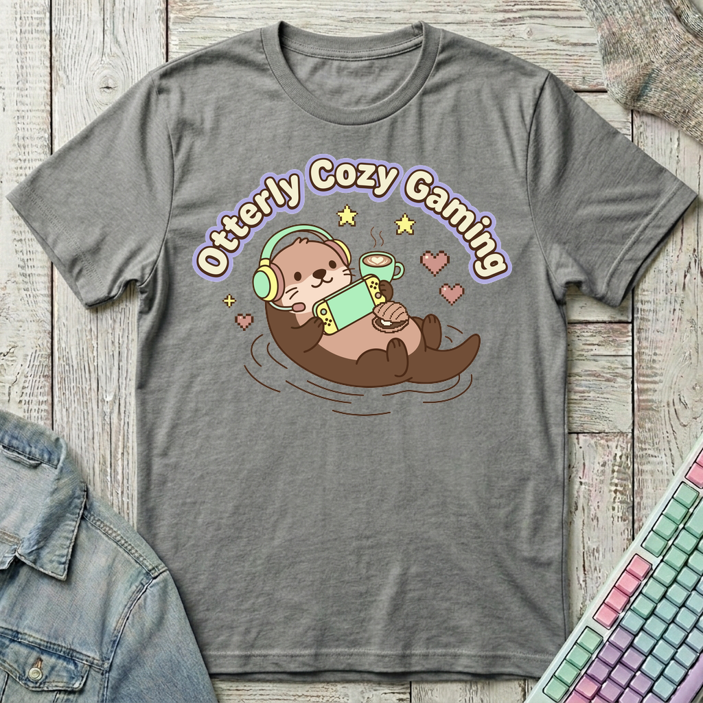 Otterly Cozy Gaming T-Shirt - Otterly Cozy Gaming_graphite_heather