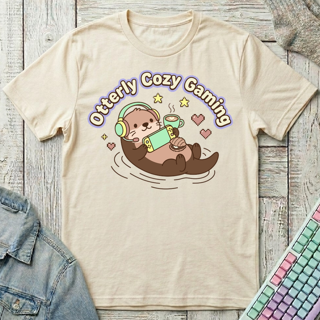 Otterly Cozy Gaming T-Shirt - Otterly Cozy Gaming_natural