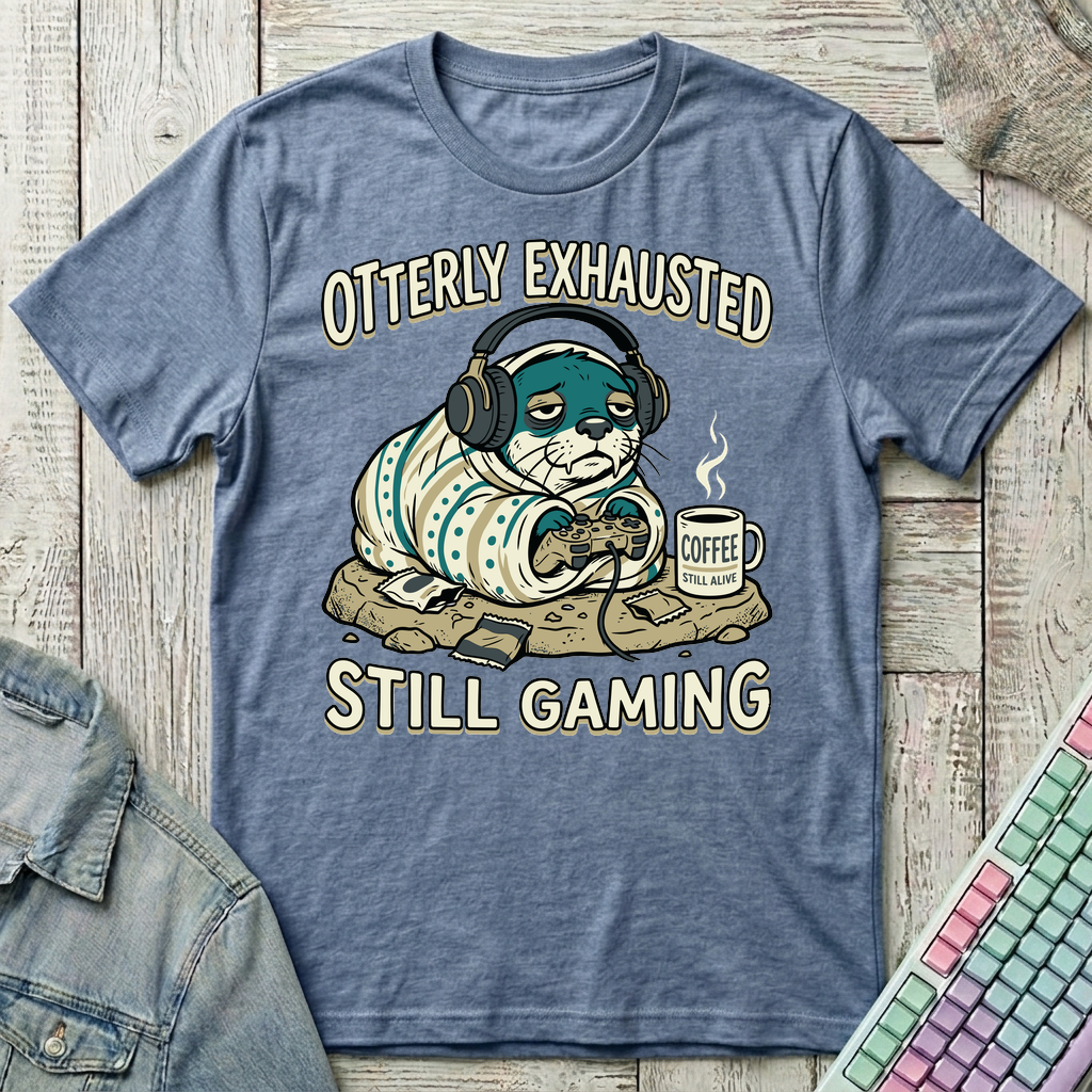 Otterly Exhausted T-Shirt - Otterly Exhausted_heather_indigo