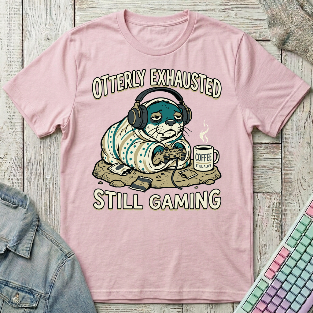 Otterly Exhausted T-Shirt - Otterly Exhausted_light_pink