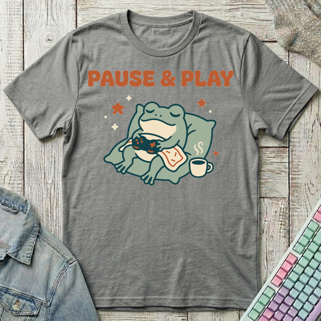Pause & Play Frog T-Shirt - Pause & Play Frog_graphite_heather