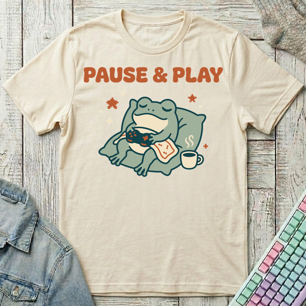 Pause & Play Frog T-Shirt - Pause & Play Frog_natural
