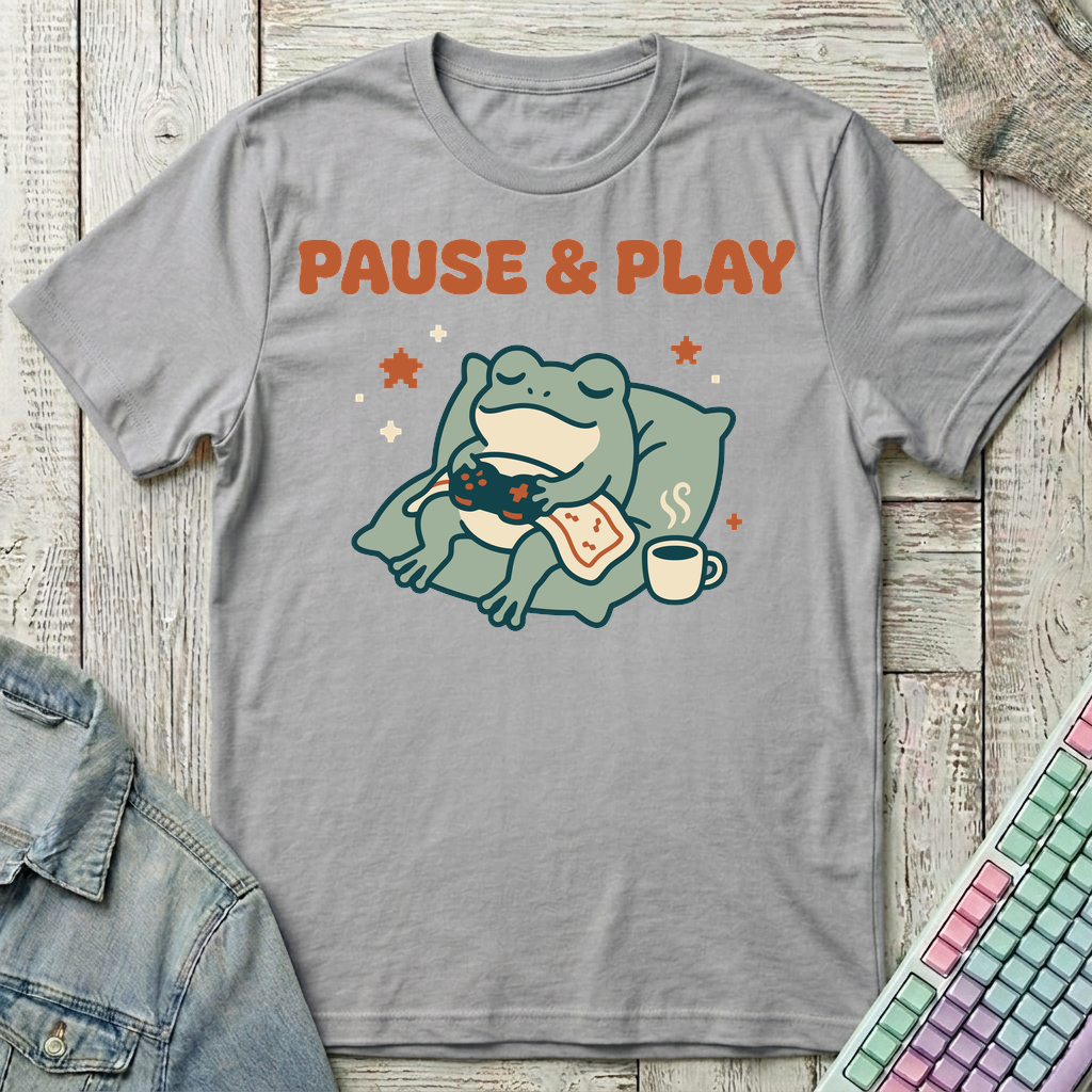 Pause & Play Frog T-Shirt - Pause & Play Frog_sport_grey