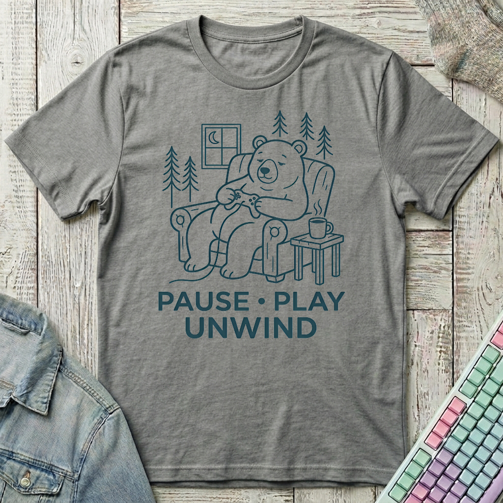 Pause Play Unwind T-Shirt - Pause Play Unwind_graphite_heather