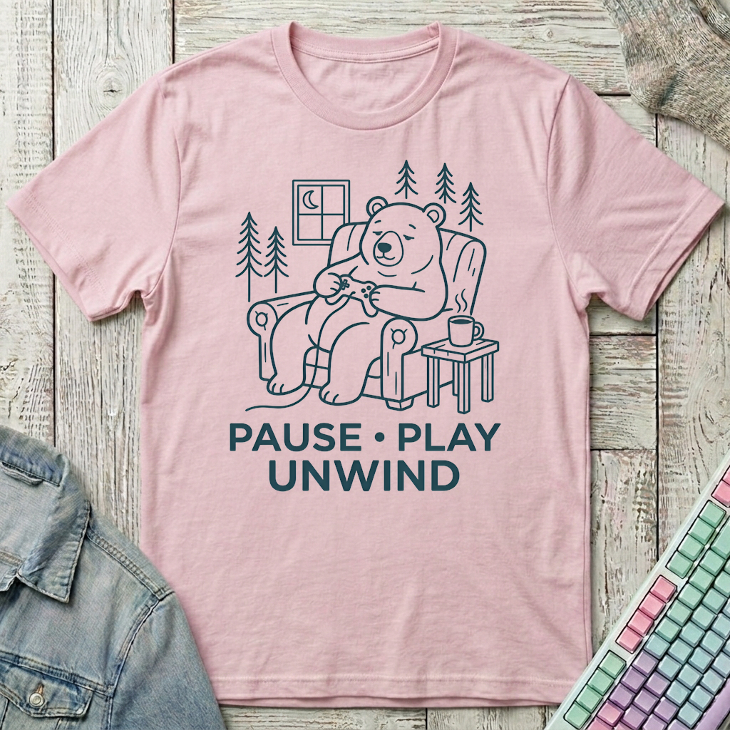 Pause Play Unwind T-Shirt - Pause Play Unwind_light_pink