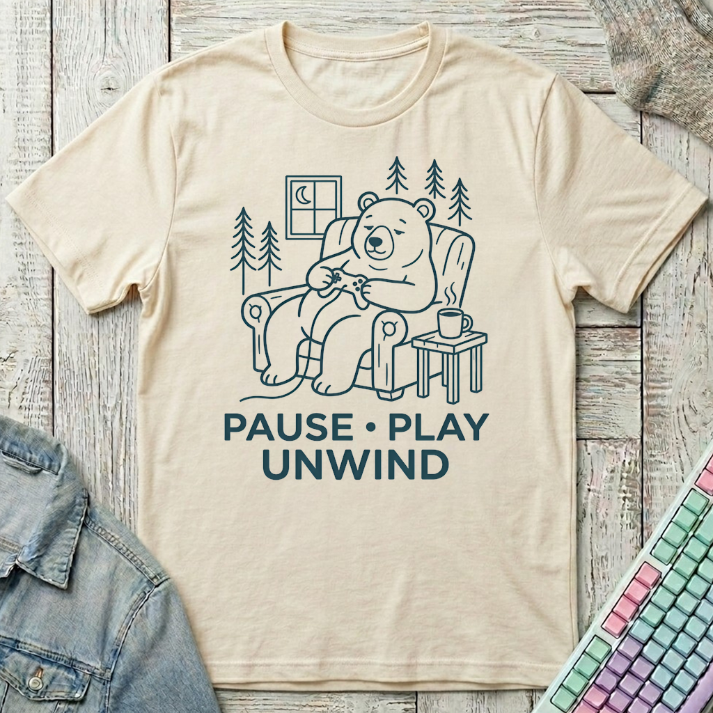 Pause Play Unwind T-Shirt - Pause Play Unwind_natural