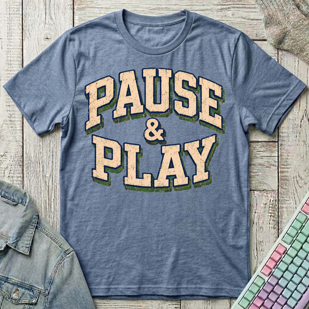 Pause & Play T-Shirt - Pause & Play_heather_indigo