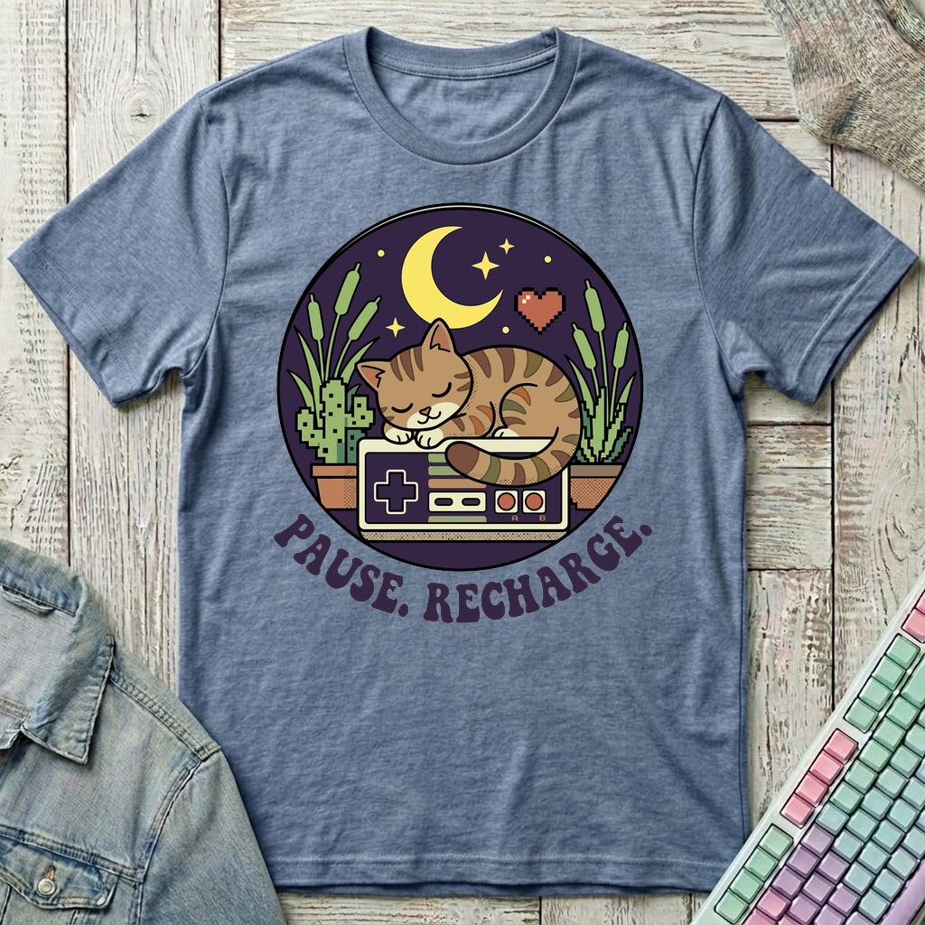 Pause & Recharge T-Shirt - Pause & Recharge_heather_indigo
