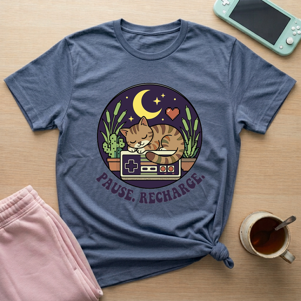 Pause & Recharge T-Shirt - Pause & Recharge_heather_indigo