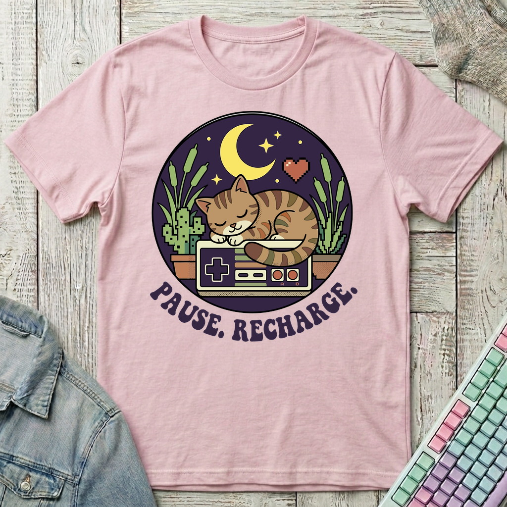 Pause & Recharge T-Shirt - Pause & Recharge_light_pink