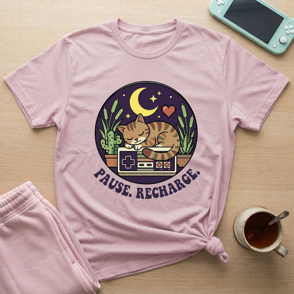 Pause & Recharge T-Shirt - Pause & Recharge_light_pink