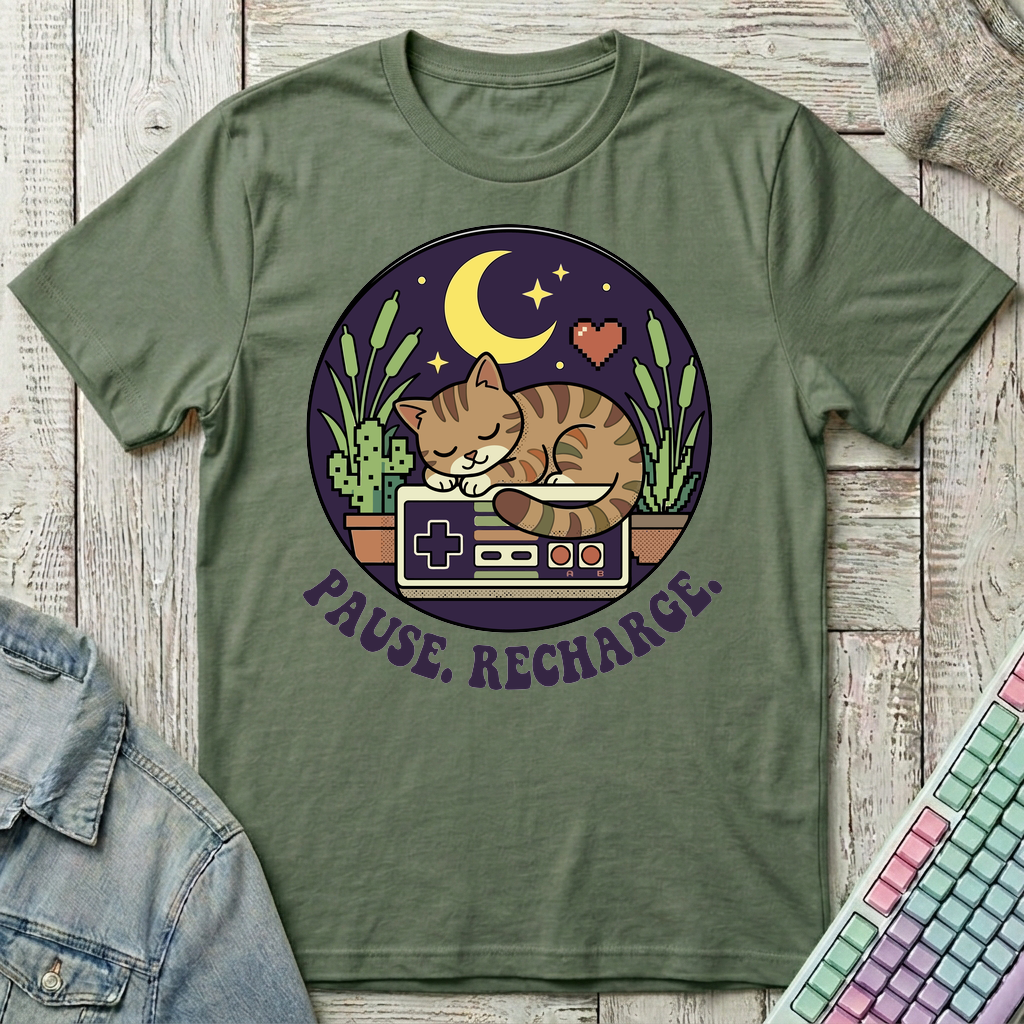 Pause & Recharge T-Shirt - Pause & Recharge_military_green