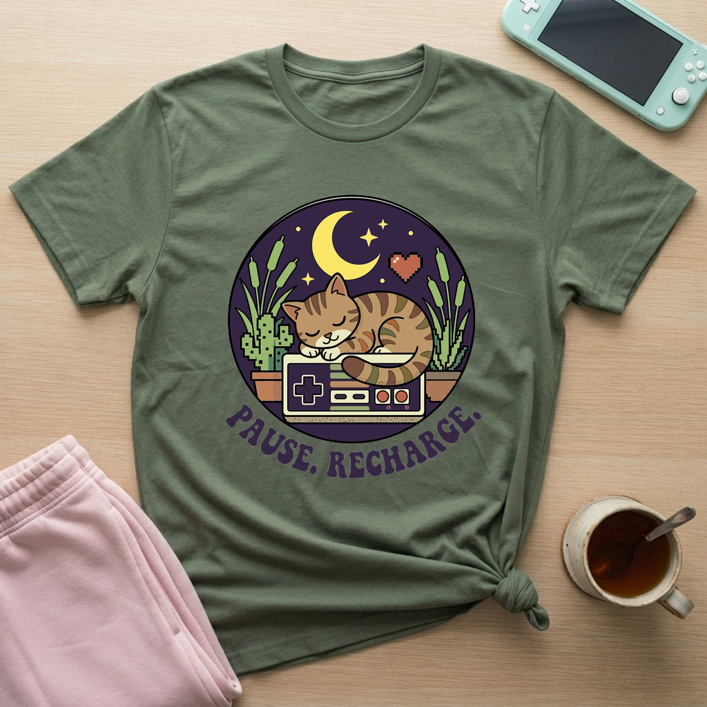 Pause & Recharge T-Shirt - Pause & Recharge_military_green