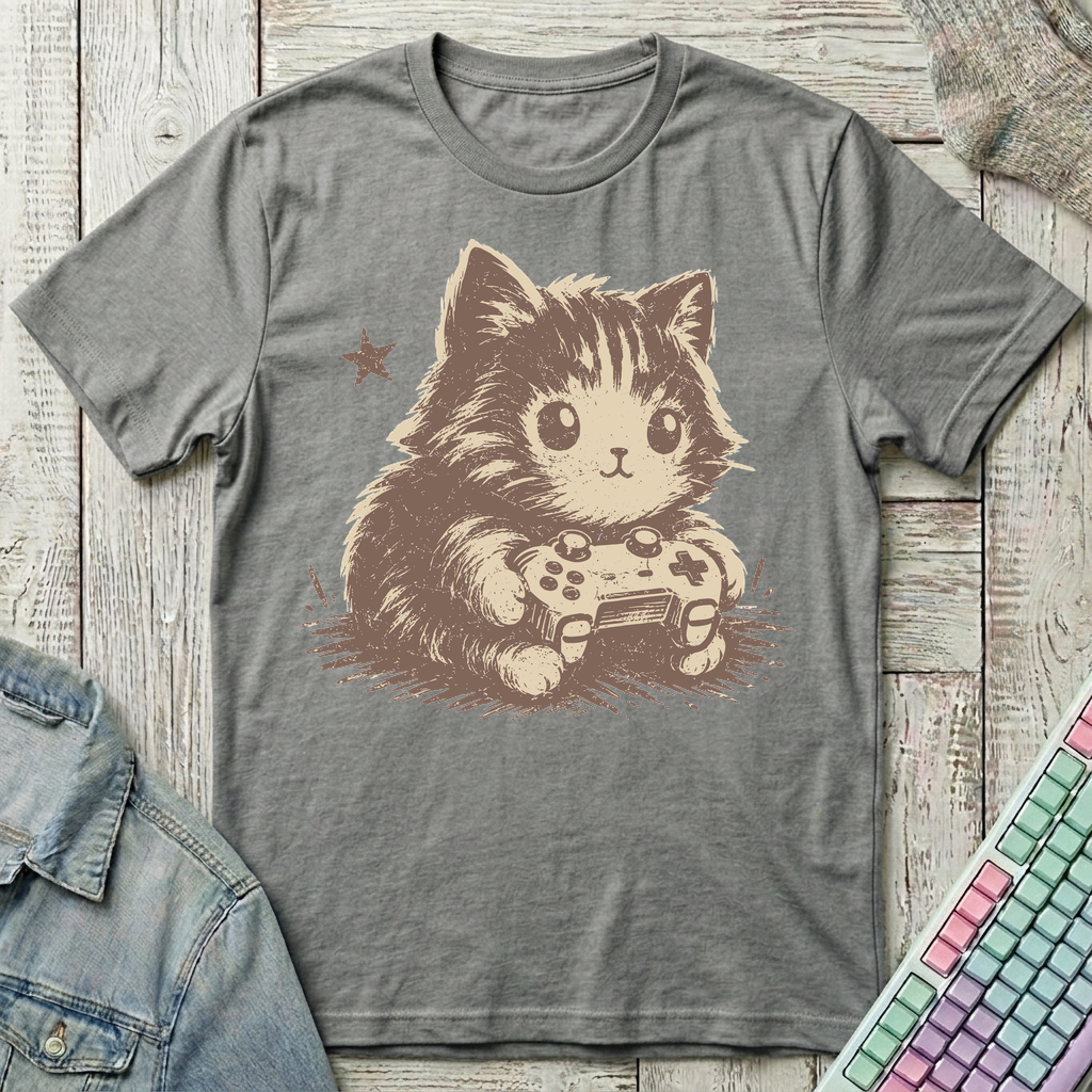 Paws on Controller T-Shirt - Paws on Controller_graphite_heather