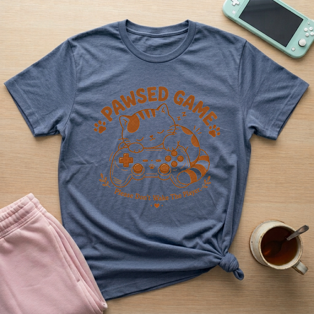 Pawsed Game T-Shirt - Pawsed Game_heather_indigo