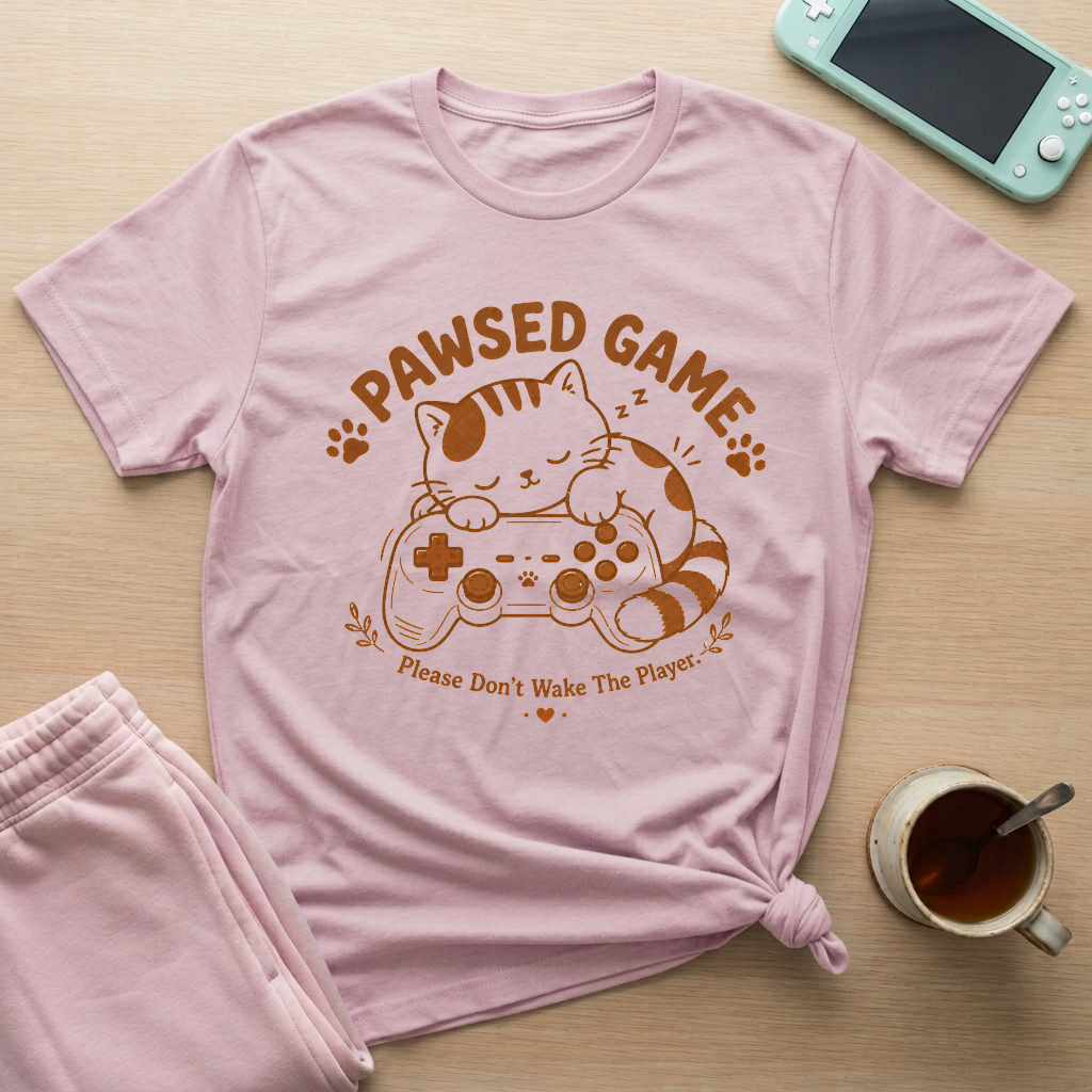 Pawsed Game T-Shirt - Pawsed Game_light_pink