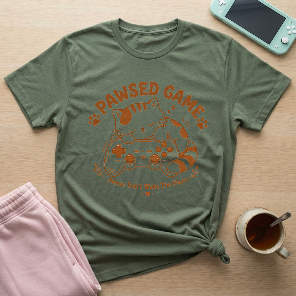 Pawsed Game T-Shirt - Pawsed Game_military_green
