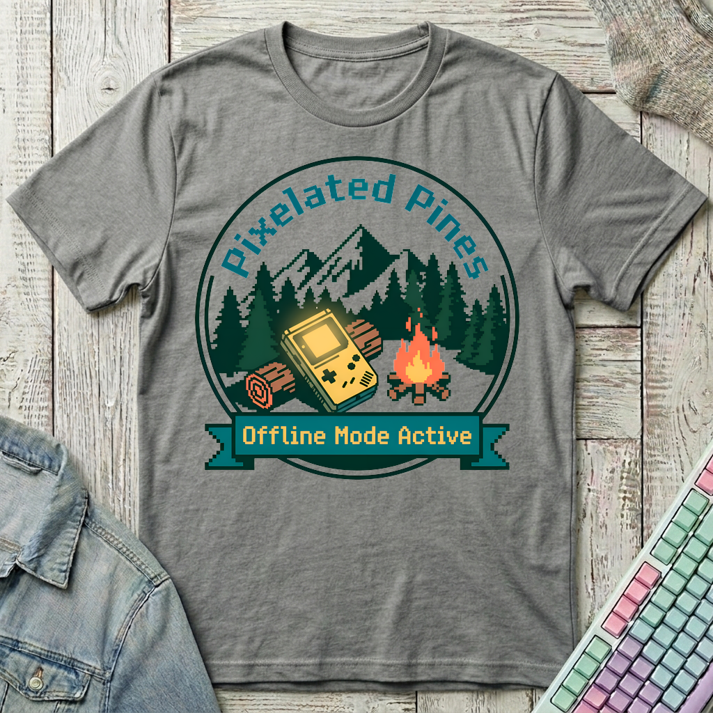 Pixel Pines Campout T-Shirt - Pixel Pines Campout_graphite_heather