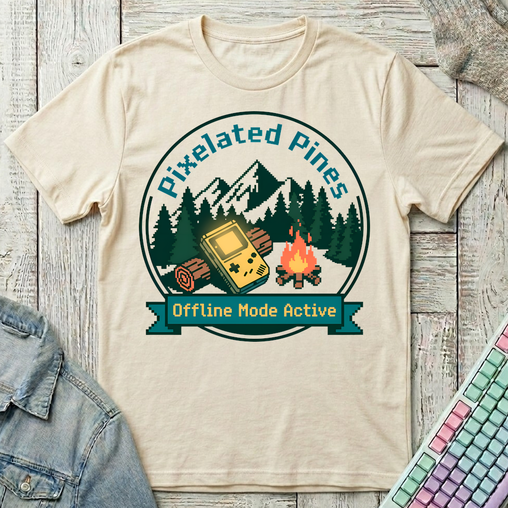 Pixel Pines Campout T-Shirt - Pixel Pines Campout_natural