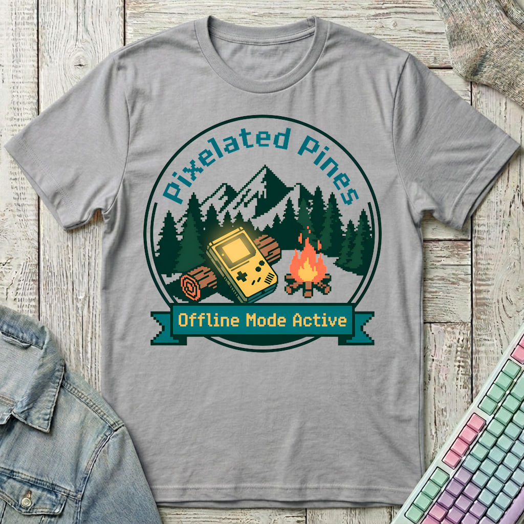 Pixel Pines Campout T-Shirt - Pixel Pines Campout_sport_grey