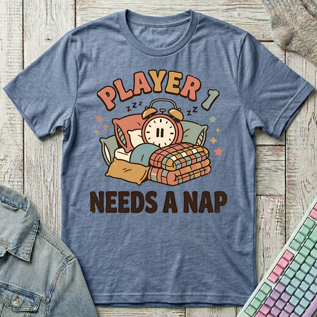 Player 1 Nap T-Shirt - Player 1 Nap_heather_indigo