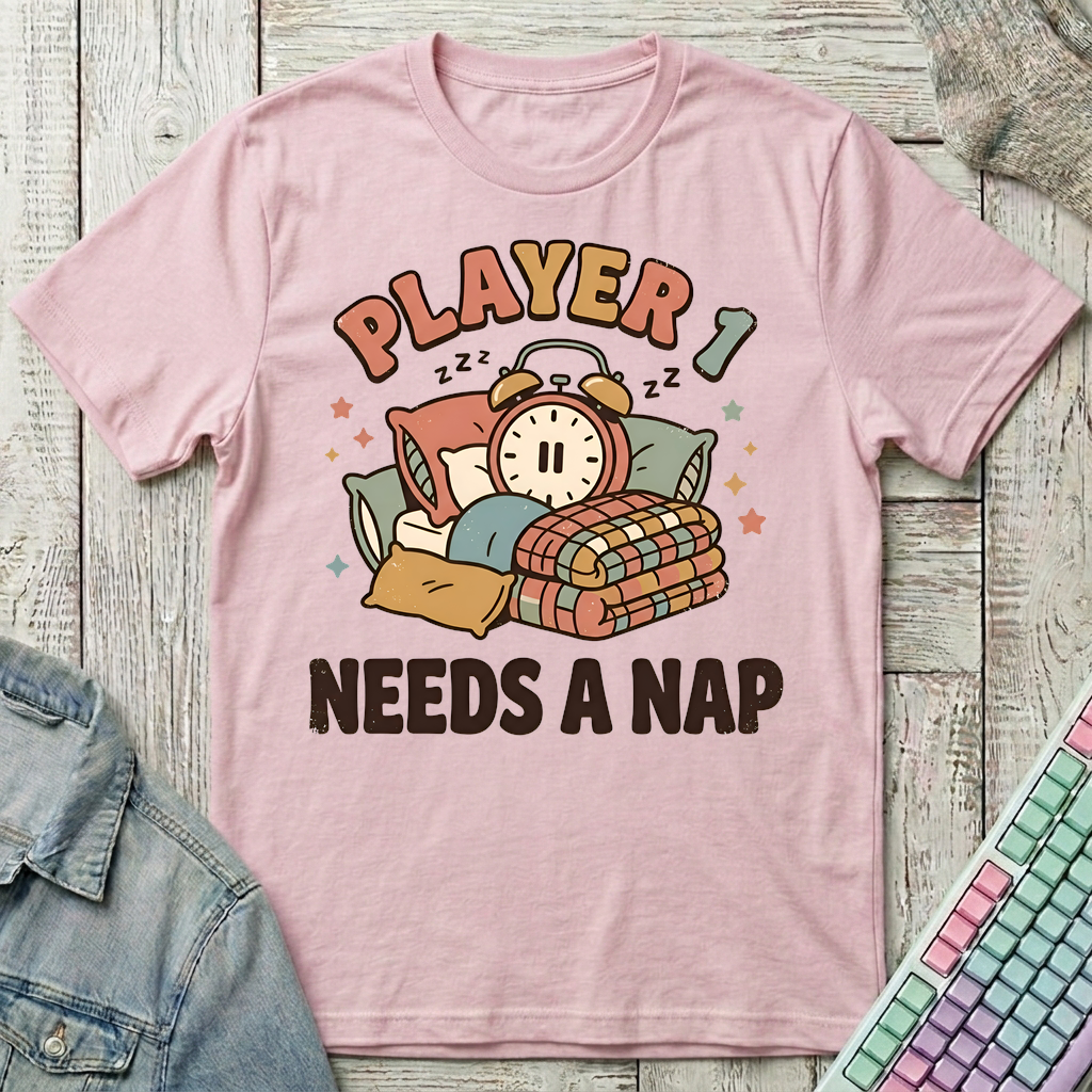Player 1 Nap T-Shirt - Player 1 Nap_light_pink