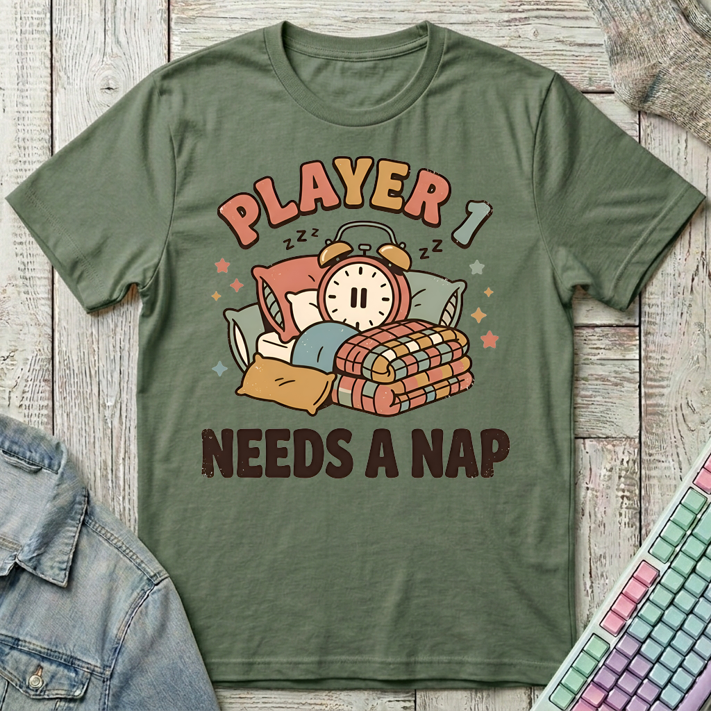 Player 1 Nap T-Shirt - Player 1 Nap_military_green