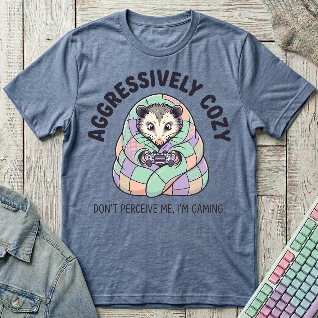 Possum Gaming Cocoon T-Shirt - Possum Gaming Cocoon_heather_indigo