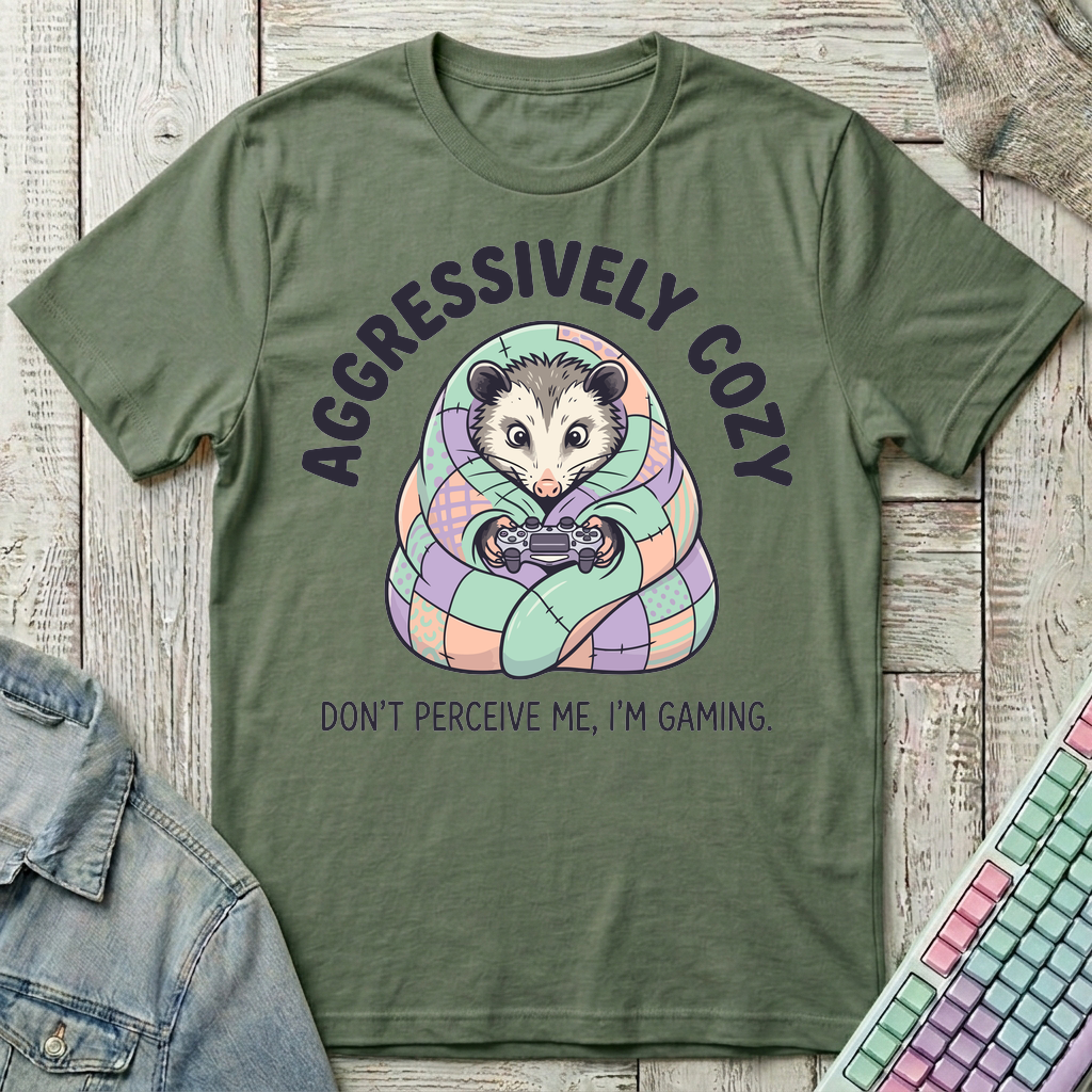 Possum Gaming Cocoon T-Shirt - Possum Gaming Cocoon_military_green