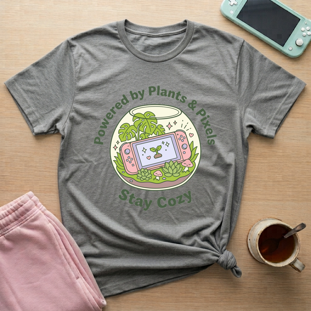 Powered By Plants & Pixels T-Shirt - Powered By Plants & Pixels_graphite_heather
