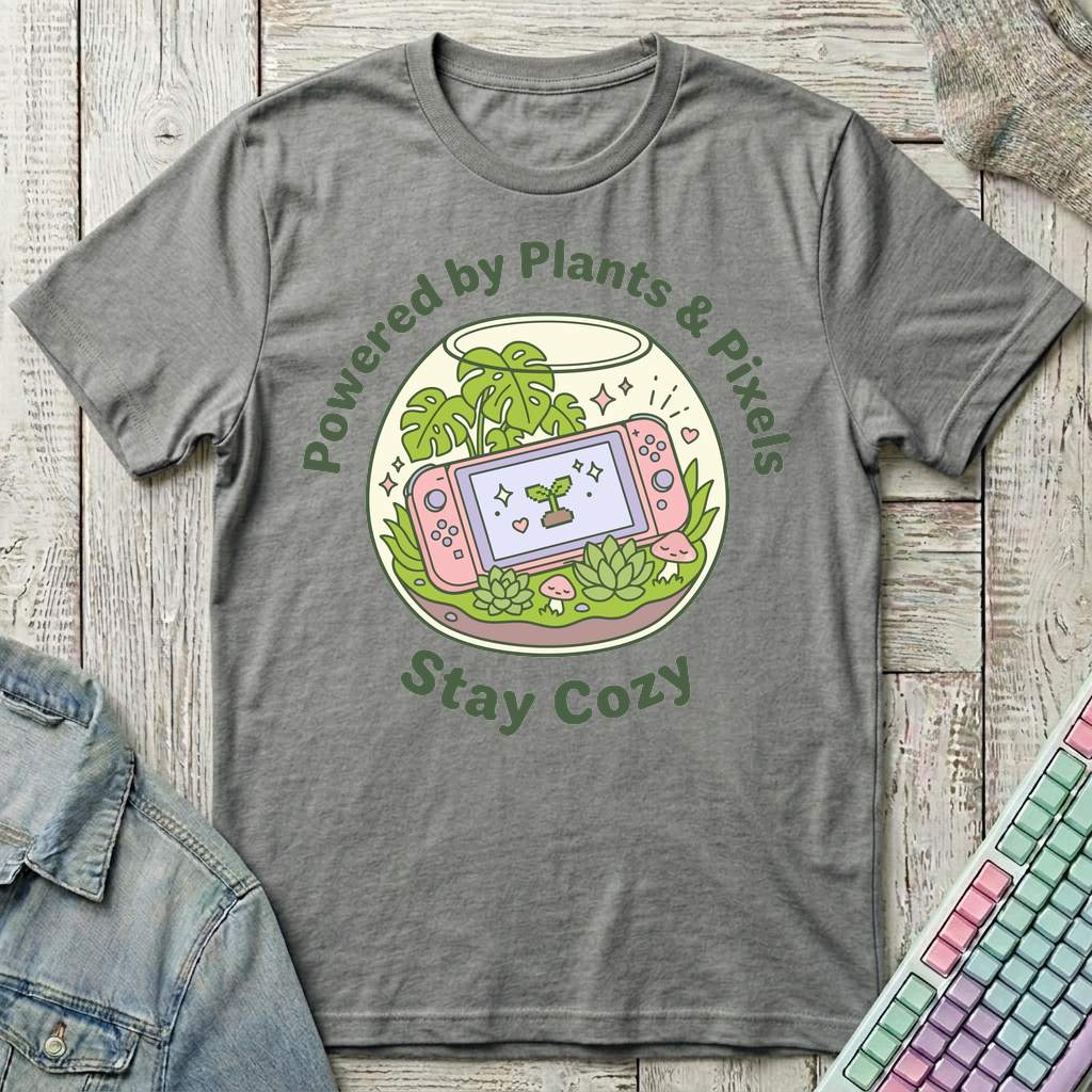 Powered By Plants & Pixels T-Shirt - Powered By Plants & Pixels_graphite_heather