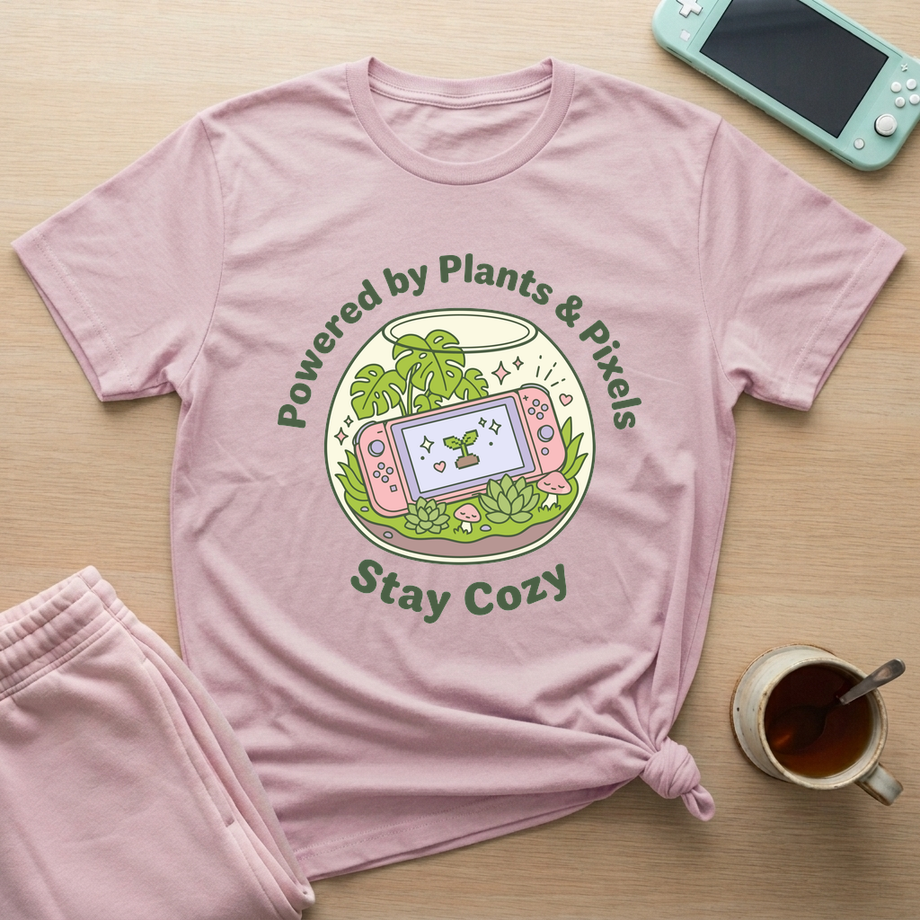 Powered By Plants & Pixels T-Shirt - Powered By Plants & Pixels_light_pink