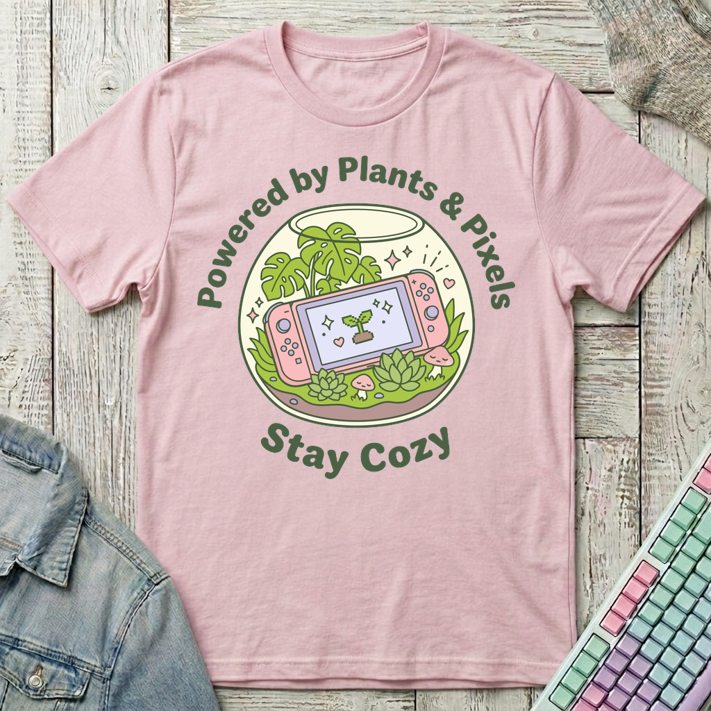 Powered By Plants & Pixels T-Shirt - Powered By Plants & Pixels_light_pink