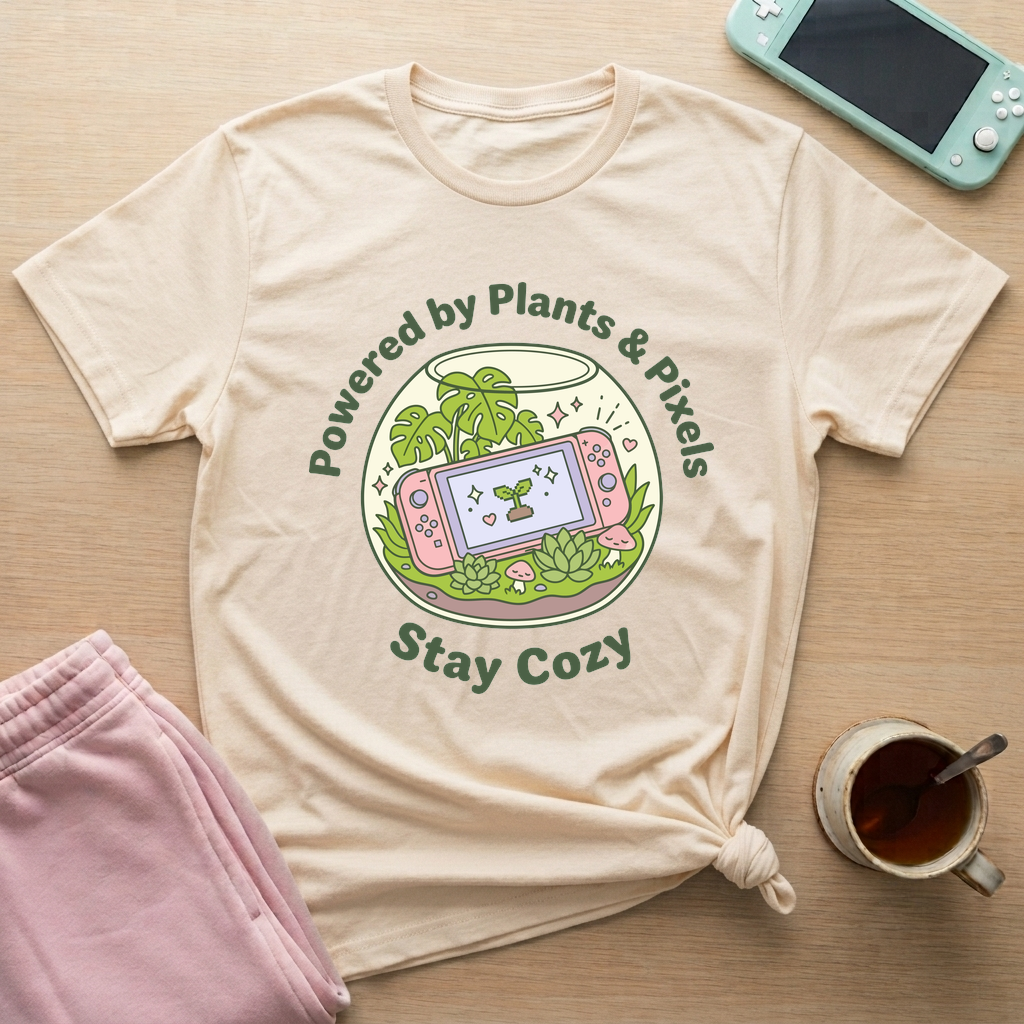 Powered By Plants & Pixels T-Shirt - Powered By Plants & Pixels_natural