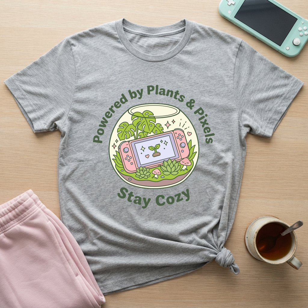 Powered By Plants & Pixels T-Shirt - Powered By Plants & Pixels_sport_grey