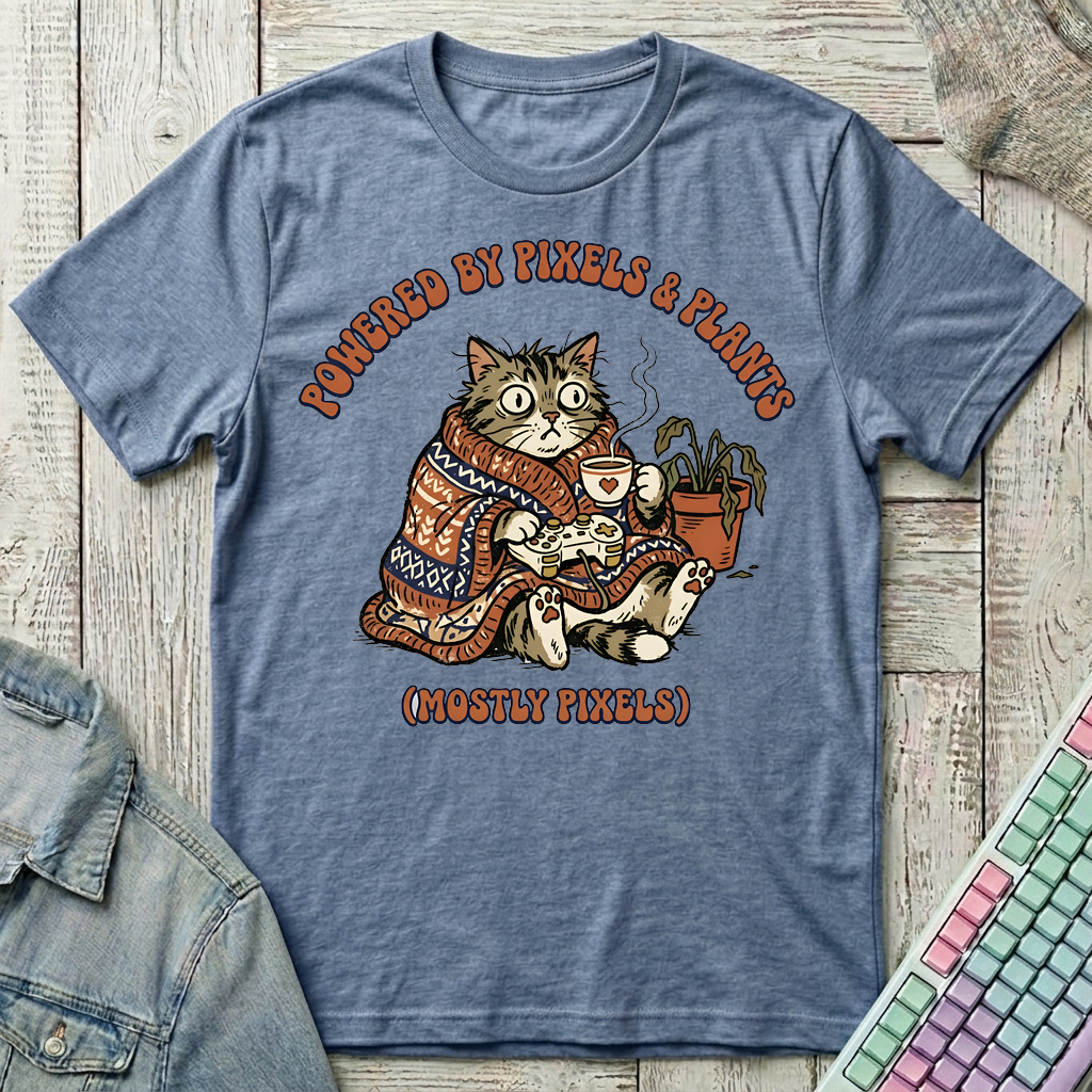 Powered by Pixels T-Shirt - Powered by Pixels_heather_indigo