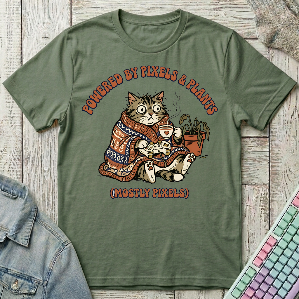 Powered by Pixels T-Shirt - Powered by Pixels_military_green