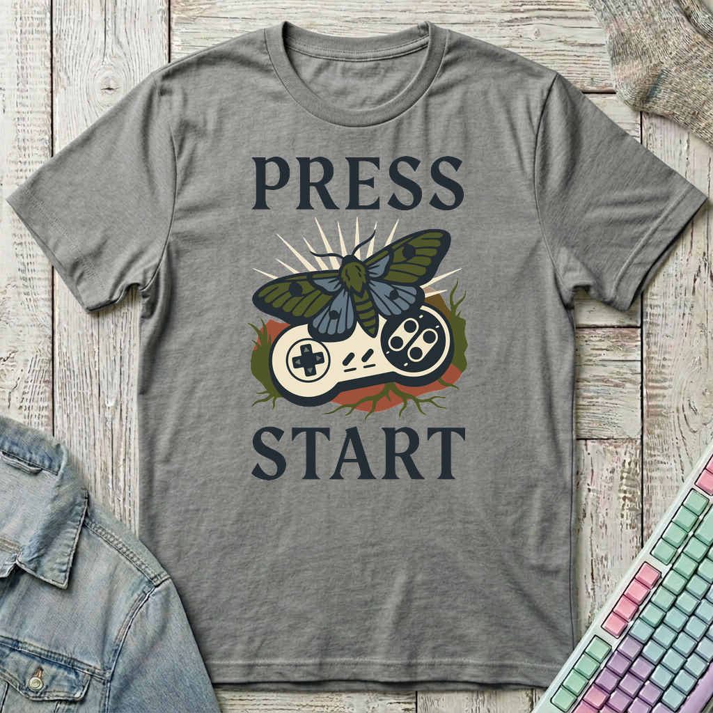 Press Start Butterfly T-Shirt - Press Start Butterfly_graphite_heather