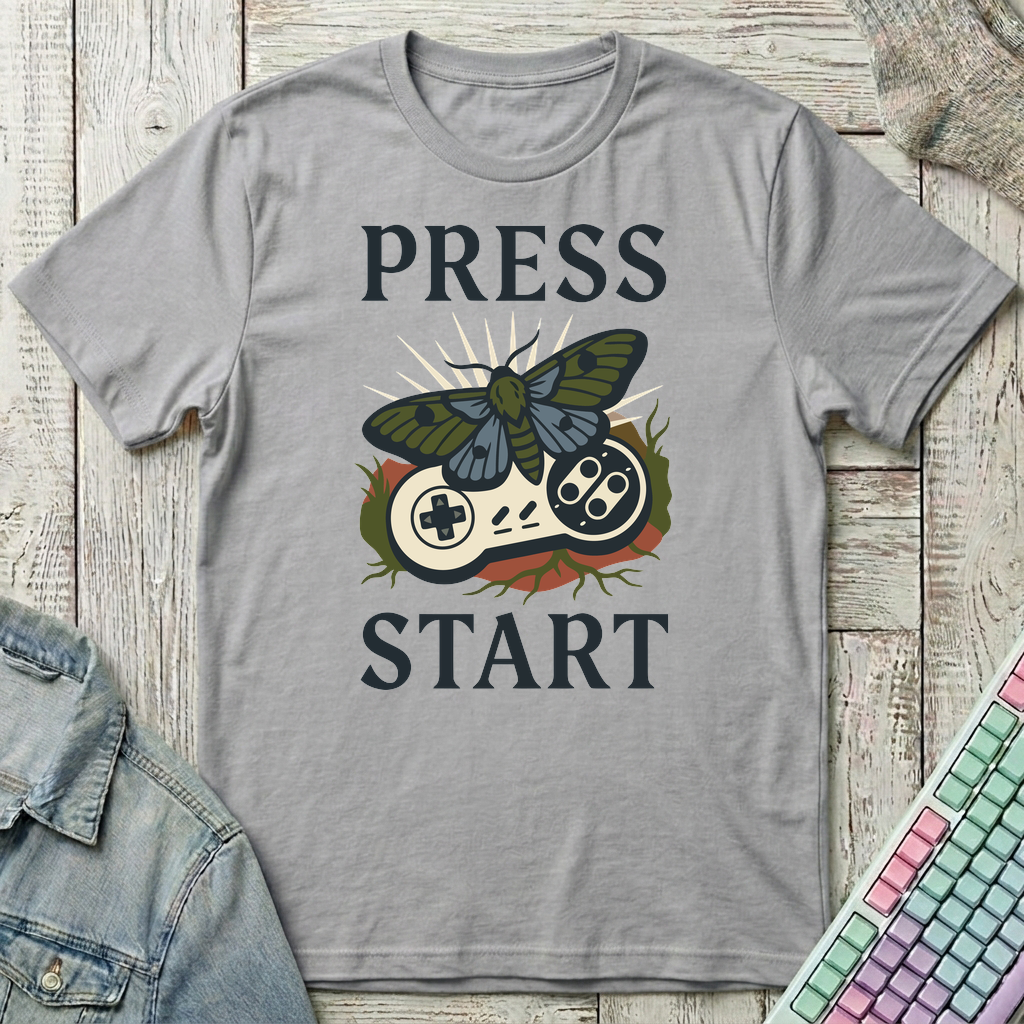 Press Start Butterfly T-Shirt - Press Start Butterfly_sport_grey