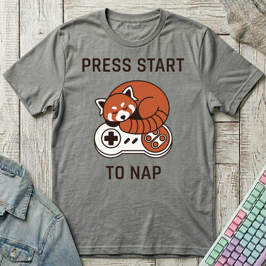 Press Start To Nap T-Shirt - Press Start To Nap_graphite_heather