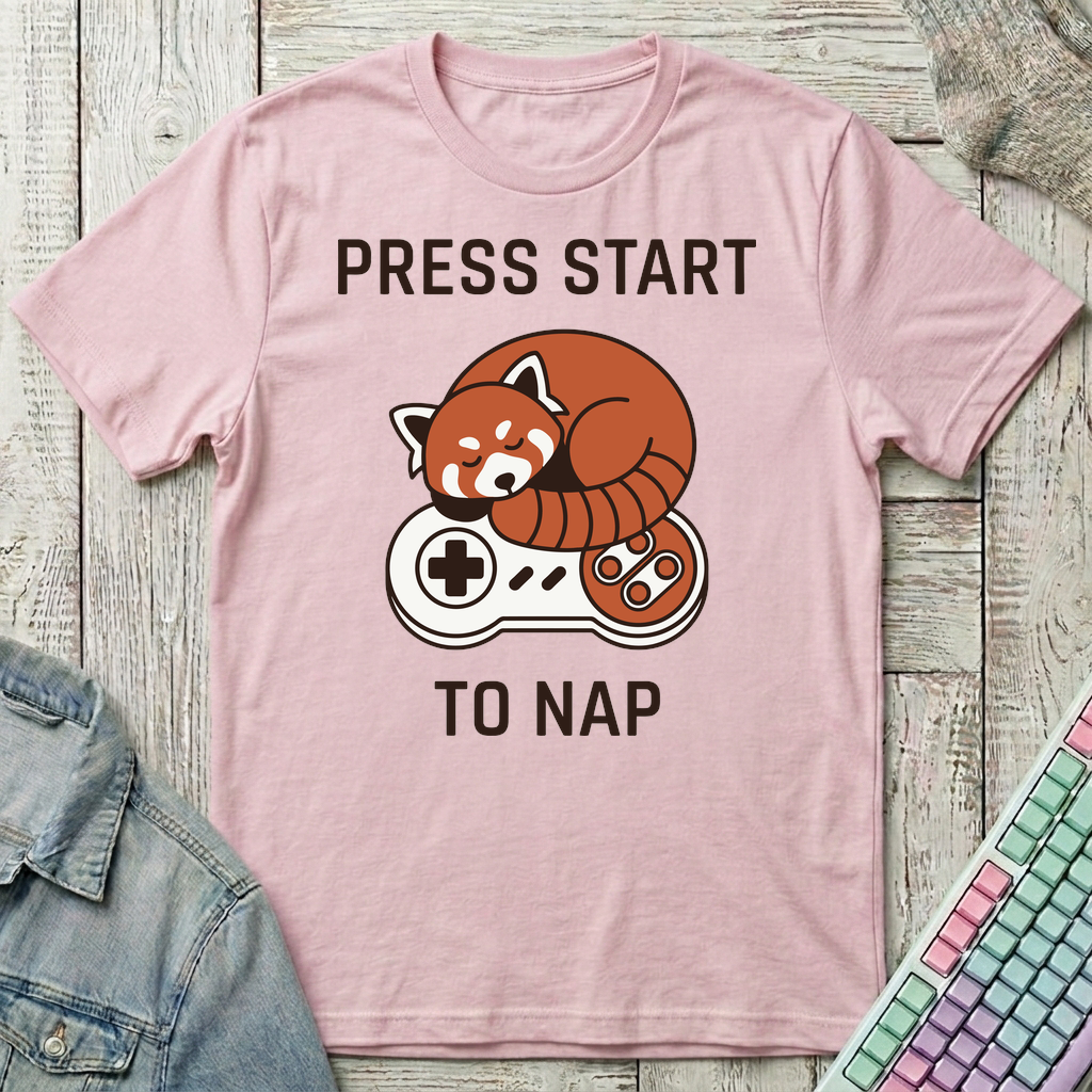 Press Start To Nap T-Shirt - Press Start To Nap_light_pink