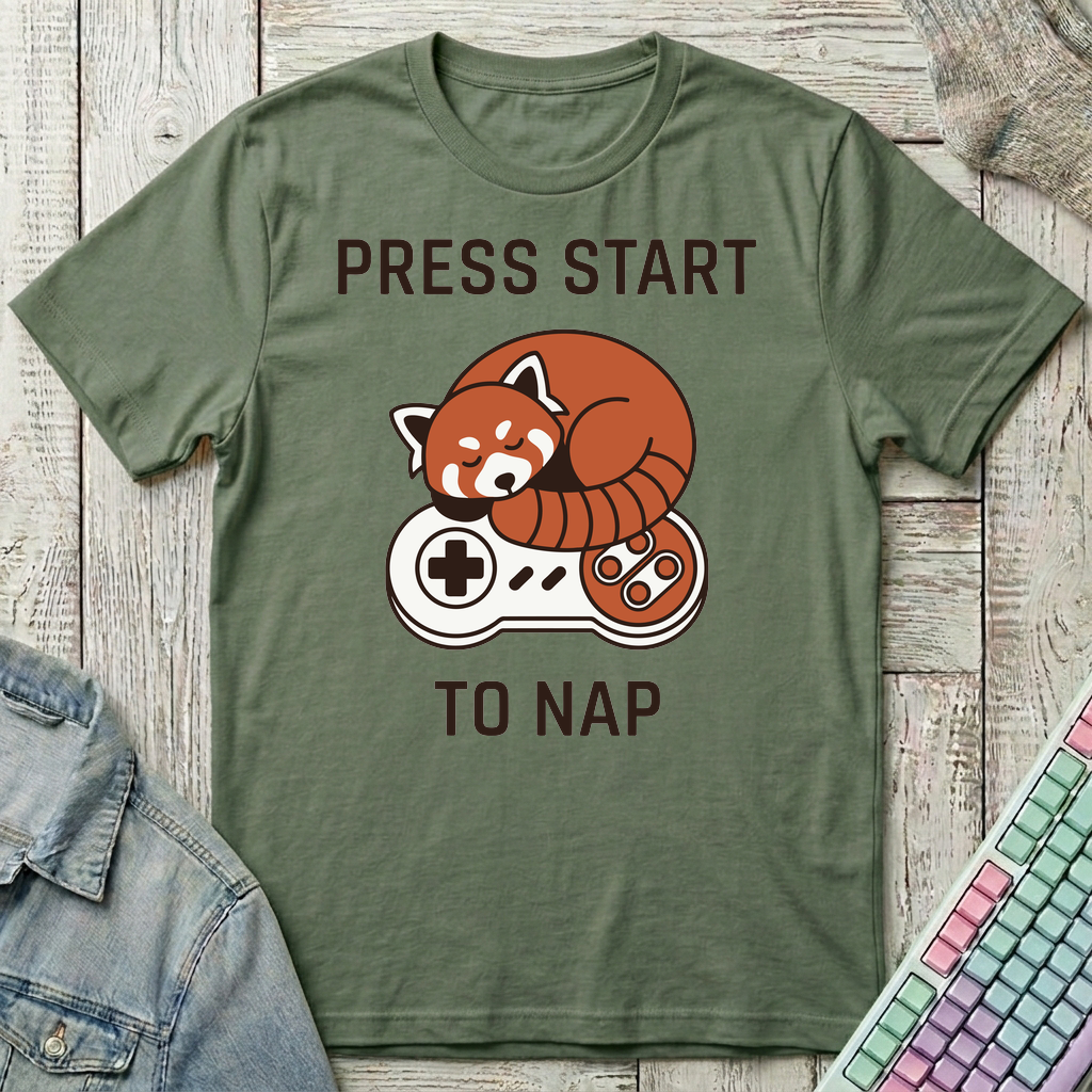 Press Start To Nap T-Shirt - Press Start To Nap_military_green