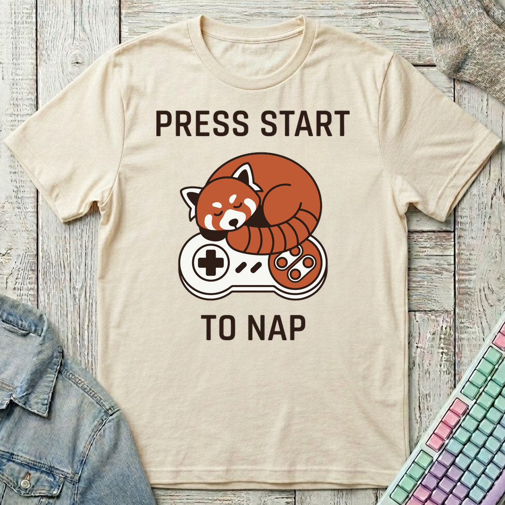 Press Start To Nap T-Shirt - Press Start To Nap_natural