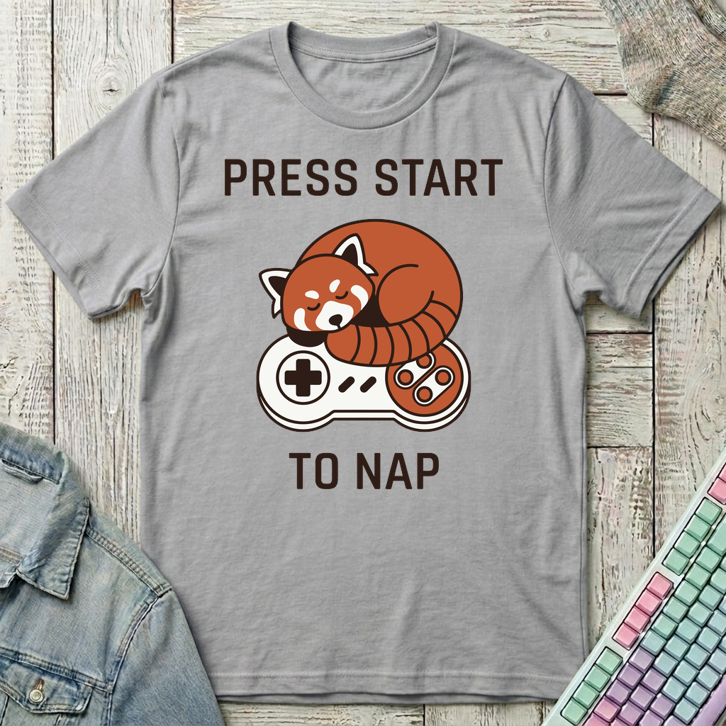 Press Start To Nap T-Shirt - Press Start To Nap_sport_grey