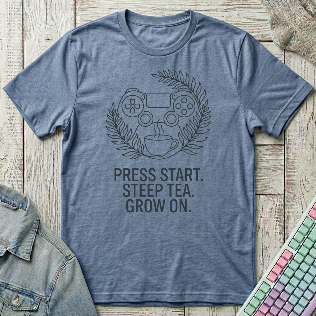 Press Start T-Shirt - Press Start_heather_indigo