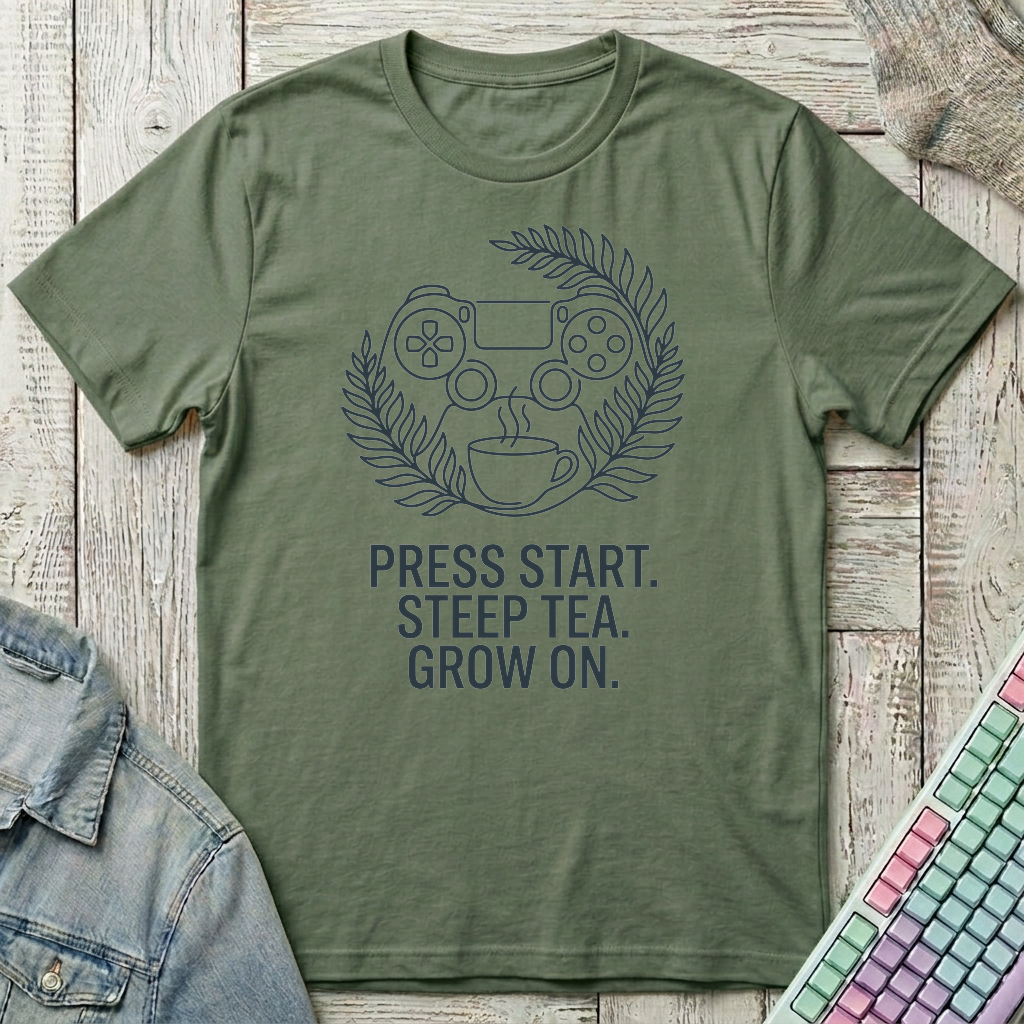 Press Start T-Shirt - Press Start_military_green