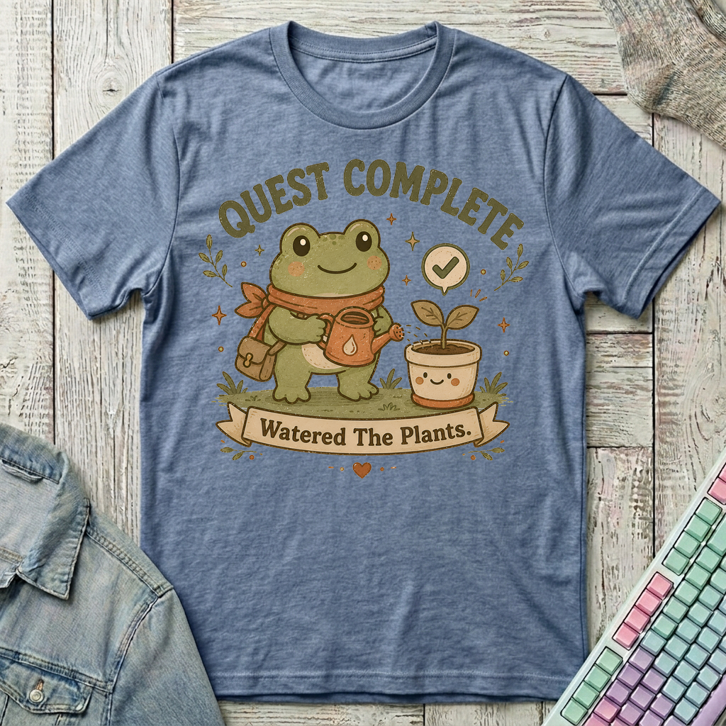 Quest Complete Frog T-Shirt - Quest Complete Frog_heather_indigo