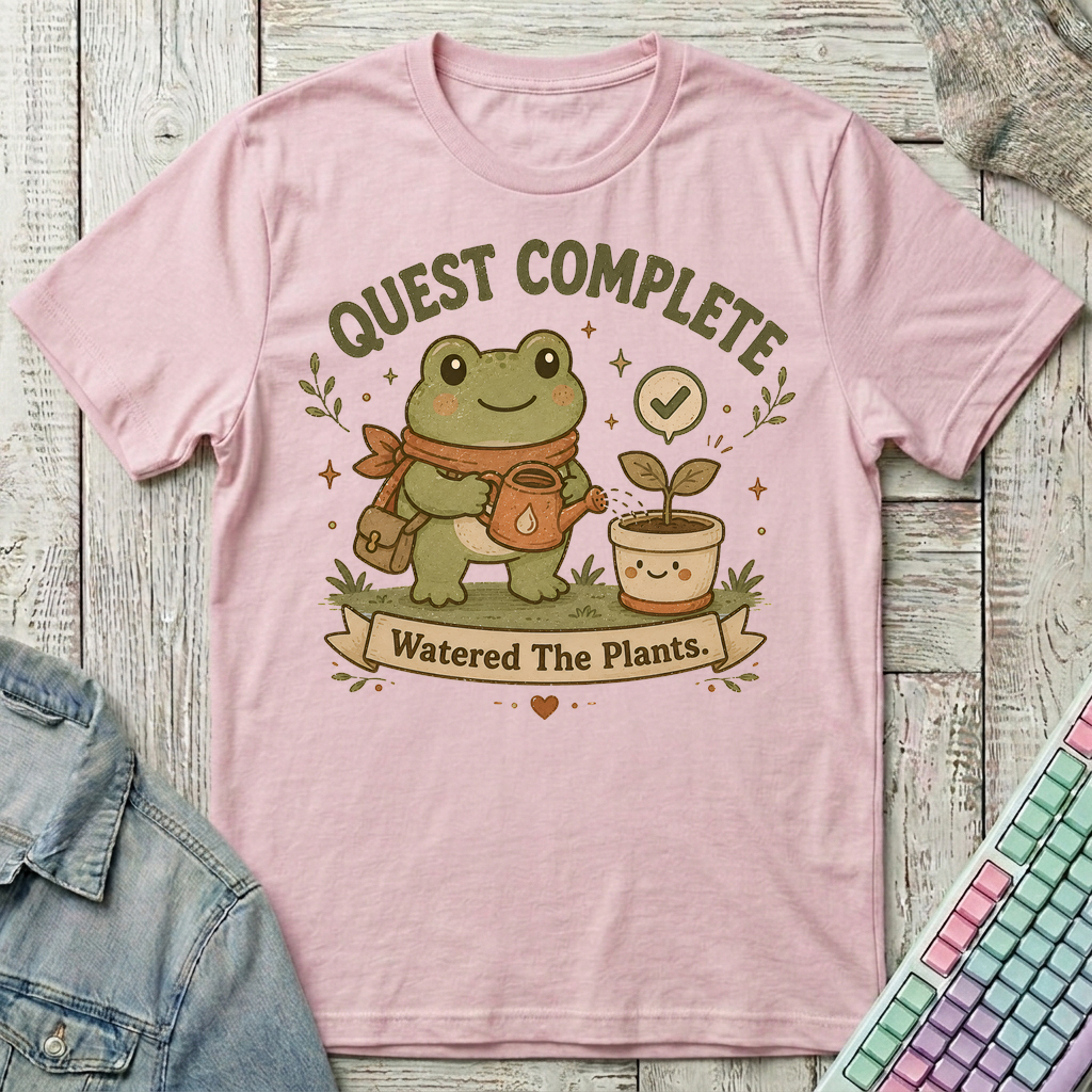 Quest Complete Frog T-Shirt - Quest Complete Frog_light_pink