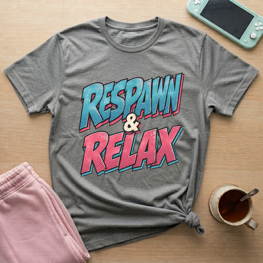Respawn & Relax Typography T-Shirt - Respawn & Relax Typography_graphite_heather